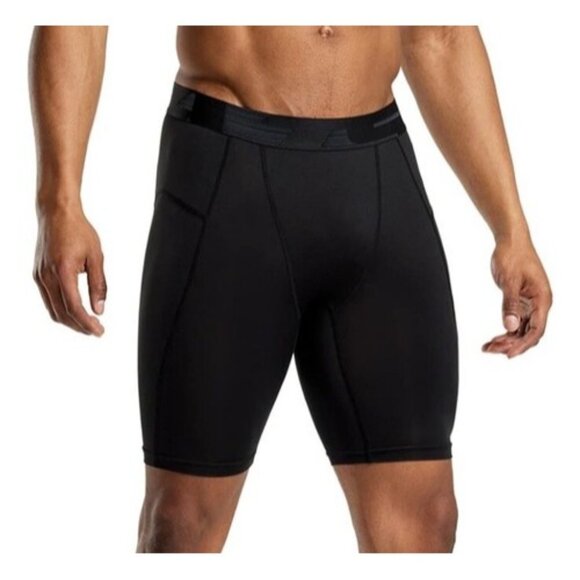 TSLA Men's Athletic Compression Shorts Performance Active Cool Dry Black Size XL - Picture 2 of 8